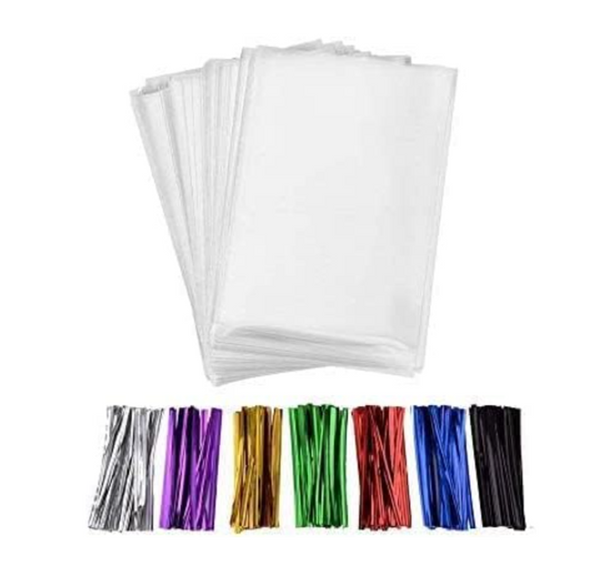 Clear Bags w/ Twist Ties - QTY 200 - 6¢ Per Unit