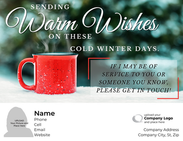 Warm Wishes on cold winter days! - Customized Card - QTY 25 - $0.98 Per Card