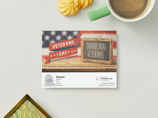 Veteran's Day - Customized Card  - QTY 25 - $0.98 Per Card