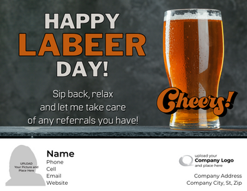 Labor Day - Happy Labeer Day!- Customized Card - QTY 25 - $0.98 Per Card