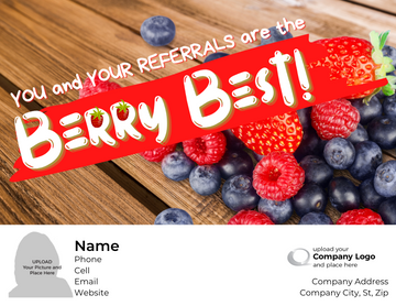 Your referrals are the BERRY best! - Customized Card - QTY 25 - $0.98 Per Card