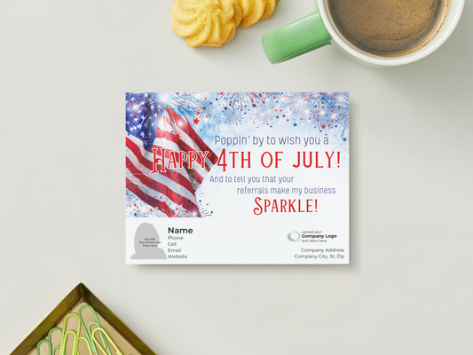 Happy 4th of July - Customized Card - QTY 25 - $0.98 Per Card (Copy)