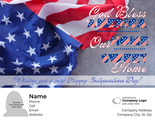 God Bless America - Customized Card - QTY 25 - $0.98 Per Card